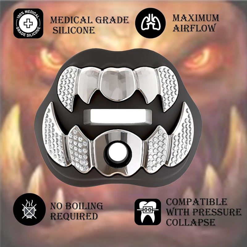 LeCool Football Mouth Guard with Connected Strap- 3D Beast Chrome Adult and Youth Mouth Guard-Mouth Piece for Sports for Maximum Air Flow and Teeth Protection - Image 3